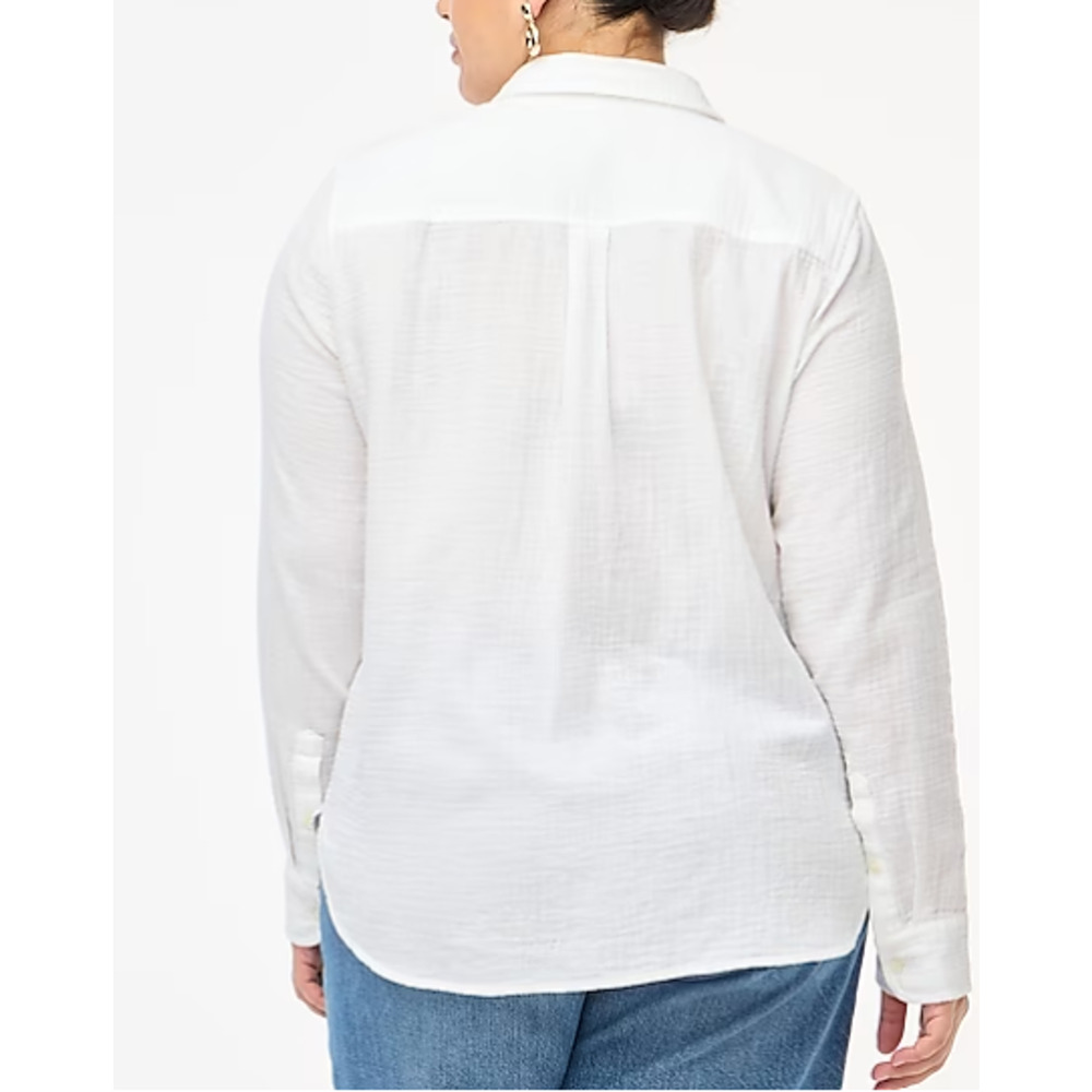 J Crew Womens Top Gauze Button Up Shirt 100% Cotton White Medium Lightweight - Picture 4 of 11